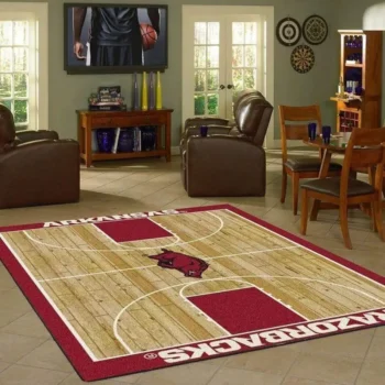 Arkansas Razorbacks Area Rug Living Room Rug Home Decor Basketball Court Ofd 19120719 0