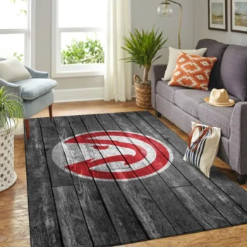 Atlanta Hawks Nba Team Logo Grey Area Rugs Wooden Style Living Room Carpet Sports Rug Regtangle Carpet Floor Decor Home Decor 0