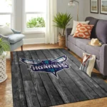 Charlotte Hornets Nba Area Rugs Basketball Living Room Carpet Team Logo Gray Wooden Home Rug Regtangle Carpet Floor Decor Home Decor 0
