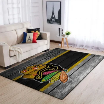 Chicago Blackhawks Nhl Team Logo Area Rugs Wooden Style Living Room Carpet Sports Rug Regtangle Carpet Floor Decor Home Decor 0