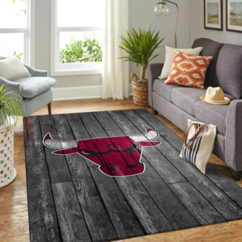 Chicago Bulls Nba Team Logo Grey Area Rugs Wooden Style Living Room Carpet Sports Rug Regtangle Carpet Floor Decor Home Decor 0