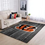 Cincinnati Bengals Nfl Team Logo Grey Area Rugs Wooden Style Living Room Carpet Sports Rug Regtangle Carpet Floor Decor Home Decor 0