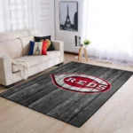 Cincinnati Reds Mlb Team Logo Grey Area Rugs Wooden Style Living Room Carpet Sports Rug Regtangle Carpet Floor Decor Home Decor 0