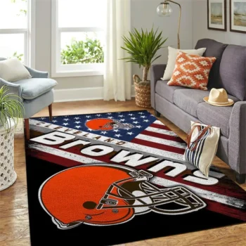 Cleveland Browns Nfl Area Rugs Team Logo American Flag Style Living Room Carpet Sports Rug Regtangle Carpet Floor Decor Home Decor 0