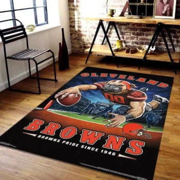 Cleveland Browns Rug Nfl Theme Football Collage Area Rug Sport Art Carpet Docor 0