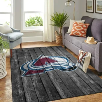 Colorado Avalanche Nhl Team Logo Grey Area Rugs Wooden Style Living Room Carpet Sports Rug Regtangle Carpet Floor Decor Home Decor 0