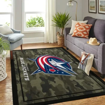 Columbus Blue Jackets Nhl Area Rugs Camo Style Living Room Carpet Team Logo Home Rug Regtangle Carpet Floor Decor Home Decor 0