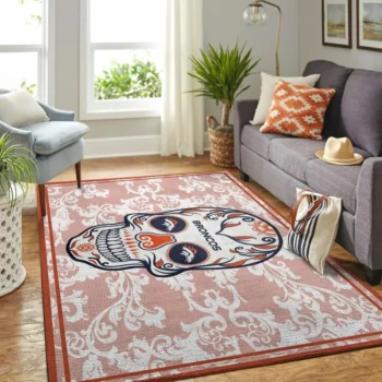 Denver Broncos Nfl Area Rugs Skull Flower Style Living Room Carpet Sports Rug Regtangle Carpet Floor Decor Home Decor 0