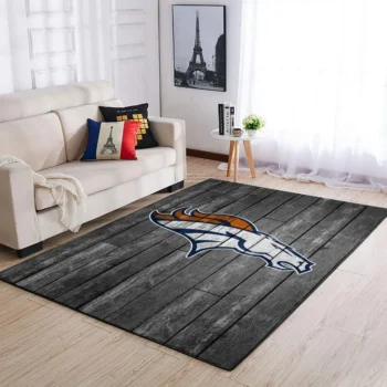 Denver Broncos Nfl Team Logo Grey Area Rugs Wooden Style Living Room Carpet Sports Rug Regtangle Carpet Floor Decor Home Decor 0