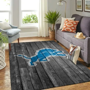 Detroit Lions Nfl Area Rugs Football Living Room Carpet Team Logo Gray Wooden Home Rug Regtangle Carpet Floor Decor Home Decor 0