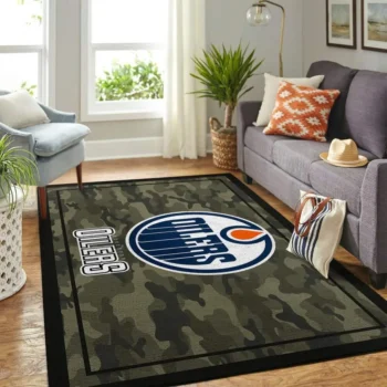 Edmonton Oilers Nhl Area Rugs Camo Style Living Room Carpet Team Logo Home Rug Regtangle Carpet Floor Decor Home Decor 0