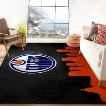 Edmonton Oilers Skyline Nfl Logo Area Rug For Gift Living Room Rug Us 0