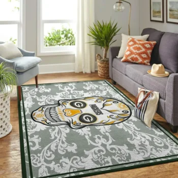 Green Bay Packers Nfl Area Rugs Skull Flower Style Living Room Carpet Sports Rug Regtangle Carpet Floor Decor Home Decor 0