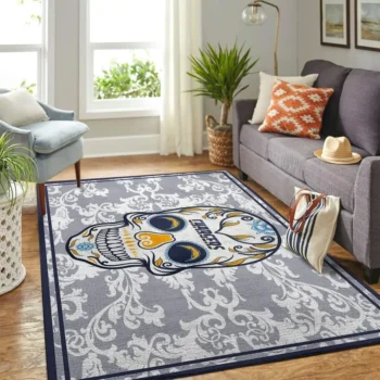 Los Angeles Chargers Nfl Area Rugs Skull Flower Style Living Room Carpet Sports Rug Regtangle Carpet Floor Decor Home Decor 0