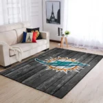 Miami Dolphins Nfl Area Rugs Football Living Room Carpet Team Logo Wooden Home Rug Regtangle Carpet Floor Decor Home Decor 0