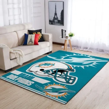 Miami Dolphins Nfl Team Logo Helmet Rectangle Area Rug Area Rug Living Room Carpet Rug Regtangle Carpet Floor Decor Home Decor 0