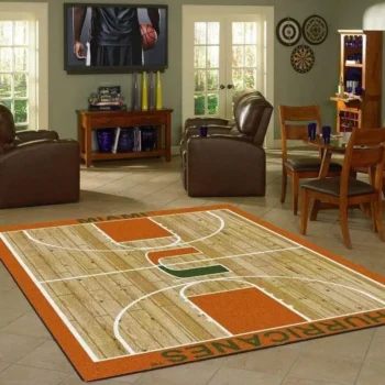 Miami Hurricanes Area Rug Living Room Rug Home Decor Basketball Court Ofd 19120726 0