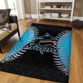 Miami Marlins Area Rug Mlb Baseball Team Logo Carpet Living Room Rugs Rug Regtangle Carpet Floor Decor Home Decor V3676 0