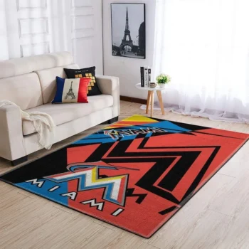 Miami Marlins Area Rug Mlb Baseball Team Logo Carpet Living Room Rugs Rug Regtangle Carpet Floor Decor Home Decor V3679 0