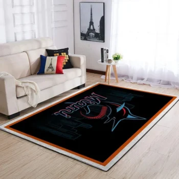 Miami Marlins Area Rug Mlb Baseball Team Logo Carpet Living Room Rugs Rug Regtangle Carpet Floor Decor Home Decor V3680 0