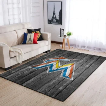 Miami Marlins Mlb Area Rugs Baseball Living Room Carpet Team Logo Wooden Home Rug Regtangle Carpet Floor Decor Home Decor 0