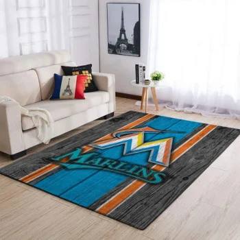Miami Marlins Mlb Area Rugs Baseball Living Room Carpet Team Logo Wooden Style Home Rug Regtangle Carpet Floor Decor Home Decor 0