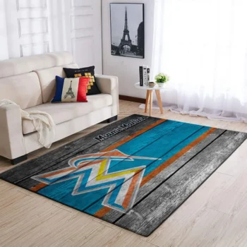Miami Marlins Mlb Team Logo Area Rugs Wooden Style Living Room Carpet Sports Rug Regtangle Carpet Floor Decor Home Decor 0