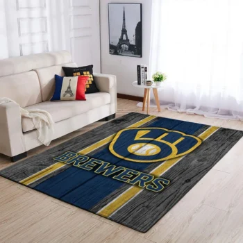 Milwaukee Brewers Mlb Team Logo Area Rugs Wooden Style Living Room Carpet Sports Rug Regtangle Carpet Floor Decor Home Decor 0