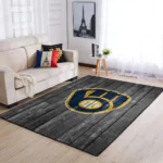 Milwaukee Brewers Mlb Team Logo Grey Area Rugs Wooden Style Living Room Carpet Sports Rug Regtangle Carpet Floor Decor Home Decor 0
