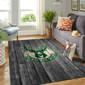 Milwaukee Bucks Nba Team Logo Grey Area Rugs Wooden Style Living Room Carpet Sports Rug Regtangle Carpet Floor Decor Home Decor 0