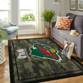 Minnesota Wild Nhl Area Rugs Camo Style Living Room Carpet Team Logo Home Rug Regtangle Carpet Floor Decor Home Decor 0