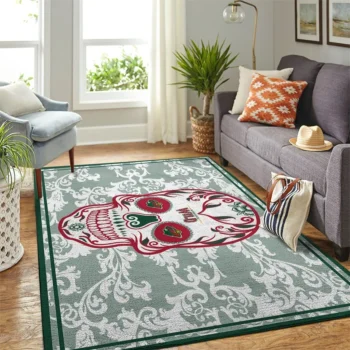 Minnesota Wild Nhl Area Rugs Skull Flower Style Living Room Carpet Sports Rug Regtangle Carpet Floor Decor Home Decor 0
