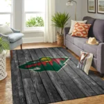 Minnesota Wild Nhl Team Logo Grey Area Rugs Wooden Style Living Room Carpet Sports Rug Regtangle Carpet Floor Decor Home Decor 0