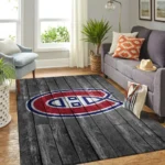 Montreal Canadiens Nhl Team Logo Grey Area Rugs Wooden Style Living Room Carpet Sports Rug Regtangle Carpet Floor Decor Home Decor 0
