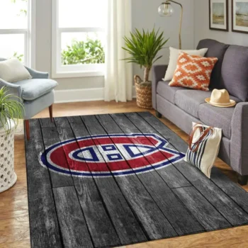 Montreal Canadiens Nhl Team Logo Grey Area Rugs Wooden Style Living Room Carpet Sports Rug Regtangle Carpet Floor Decor Home Decor 0