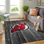 New Jersey Devils Nhl Team Logo Grey Area Rugs Wooden Style Living Room Carpet Sports Rug Regtangle Carpet Floor Decor Home Decor 0
