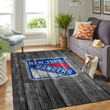 New York Rangers Nhl Team Logo Grey Area Rugs Wooden Style Living Room Carpet Sports Rug Regtangle Carpet Floor Decor Home Decor 0