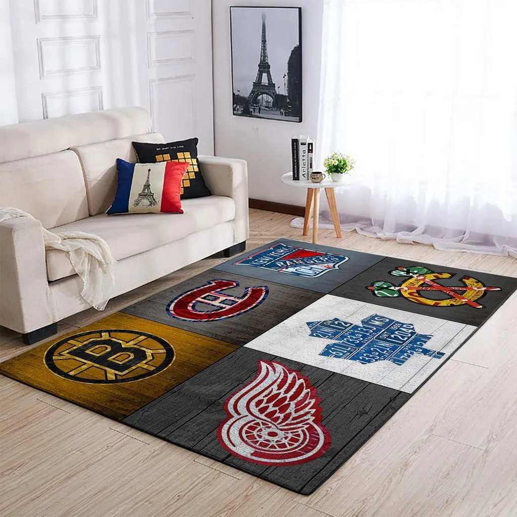Nhl Original Six Hockey Team Area Rug Retro Logo Vintage Living Room Carpet Rug Regtangle Carpet Floor Decor Home Decor 0