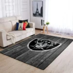 Oakland Raiders Nfl Team Logo Grey Area Rugs Wooden Style Living Room Carpet Sports Rug Regtangle Carpet Floor Decor Home Decor 0
