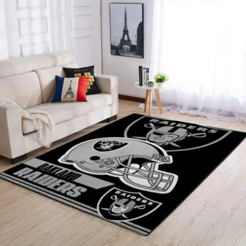 Oakland Raiders Nfl Team Logo Helmet Rectangle Area Rug Area Rug Living Room Carpet Rug Regtangle Carpet Floor Decor Home Decor 0