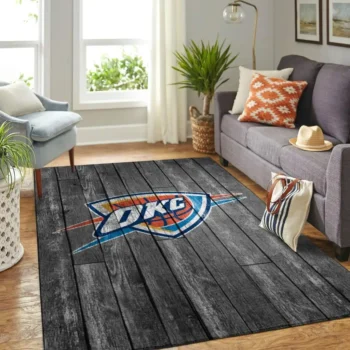 Oklahoma City Thunder Nba Team Logo Grey Area Rugs Wooden Style Living Room Carpet Sports Rug Regtangle Carpet Floor Decor Home Decor 0