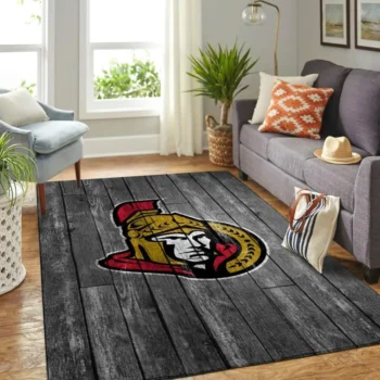 Ottawa Senators Nhl Team Logo Grey Area Rugs Wooden Style Living Room Carpet Sports Rug Regtangle Carpet Floor Decor Home Decor 0