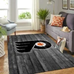 Philadelphia Flyers Nhl Team Logo Grey Area Rugs Wooden Style Living Room Carpet Sports Rug Regtangle Carpet Floor Decor Home Decor 0