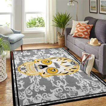 Pittsburgh Penguins Nhl Area Rugs Skull Flower Style Living Room Carpet Sports Rug Regtangle Carpet Floor Decor Home Decor 0