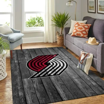 Portland Trailblazers Nba Team Logo Grey Area Rugs Wooden Style Living Room Carpet Sports Rug Regtangle Carpet Floor Decor Home Decor 0