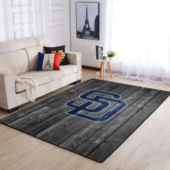San Diego Padres Mlb Team Logo Grey Area Rugs Wooden Style Living Room Carpet Sports Rug Regtangle Carpet Floor Decor Home Decor 0