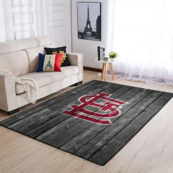 St Louis Cardinals Mlb Team Logo Grey Area Rugs Wooden Style Living Room Carpet Sports Rug Regtangle Carpet Floor Decor Home Decor 0