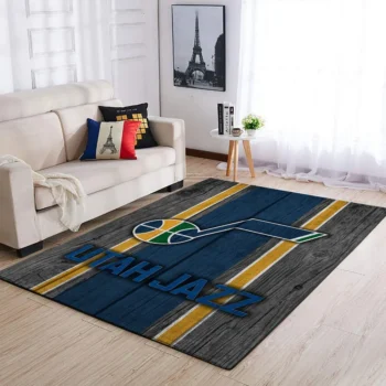 Utah Jazz Nba Team Logo Area Rugs Wooden Style Living Room Carpet Sports Rug Regtangle Carpet Floor Decor Home Decor 0
