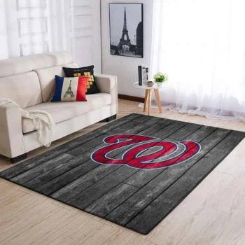 Washington Nationals Mlb Team Logo Grey Area Rugs Wooden Style Living Room Carpet Sports Rug Regtangle Carpet Floor Decor Home Decor 0