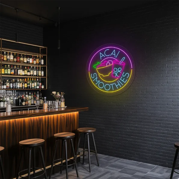 neon sign acai smoothies bowl and drink fast food decor 5